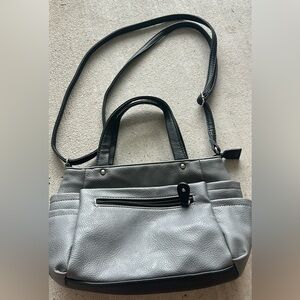 Grey & Black Womens Zip Closure Purse